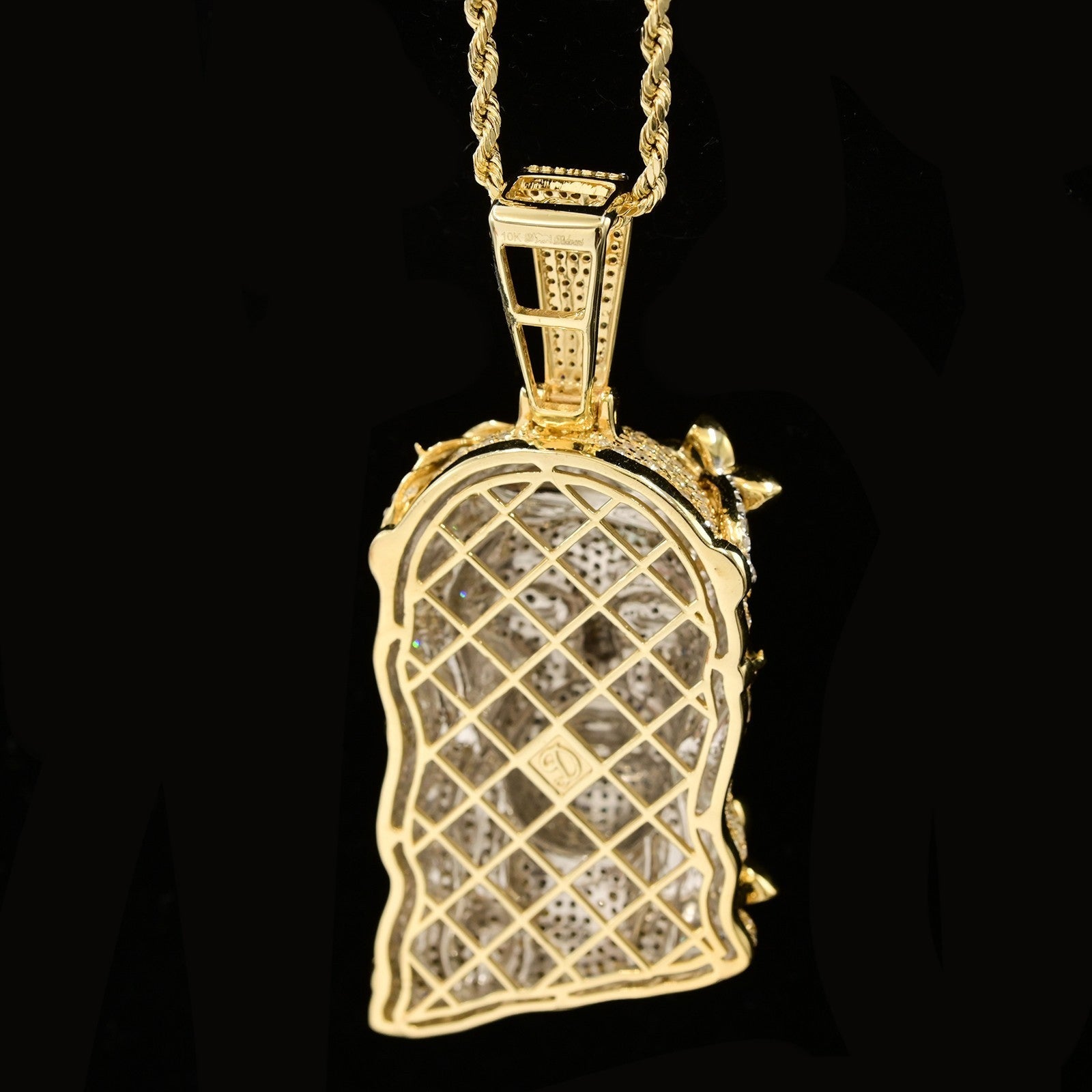 10k Yellow Gold 6.5CTW Natural Diamond Jesus Head Religious Pendant 27.7g Charm - Elite Jewelers - Charms & Pendants