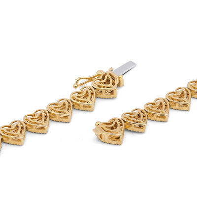 10K Yellow Gold 6.81CT Natural Diamond Heart Shape Baguette/Round 18" Women 7.5MM Necklace - Elite Jewelers-Necklaces