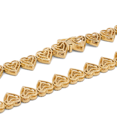 10K Yellow Gold 6.81CT Natural Diamond Heart Shape Baguette/Round 18" Women 7.5MM Necklace - Elite Jewelers-Necklaces