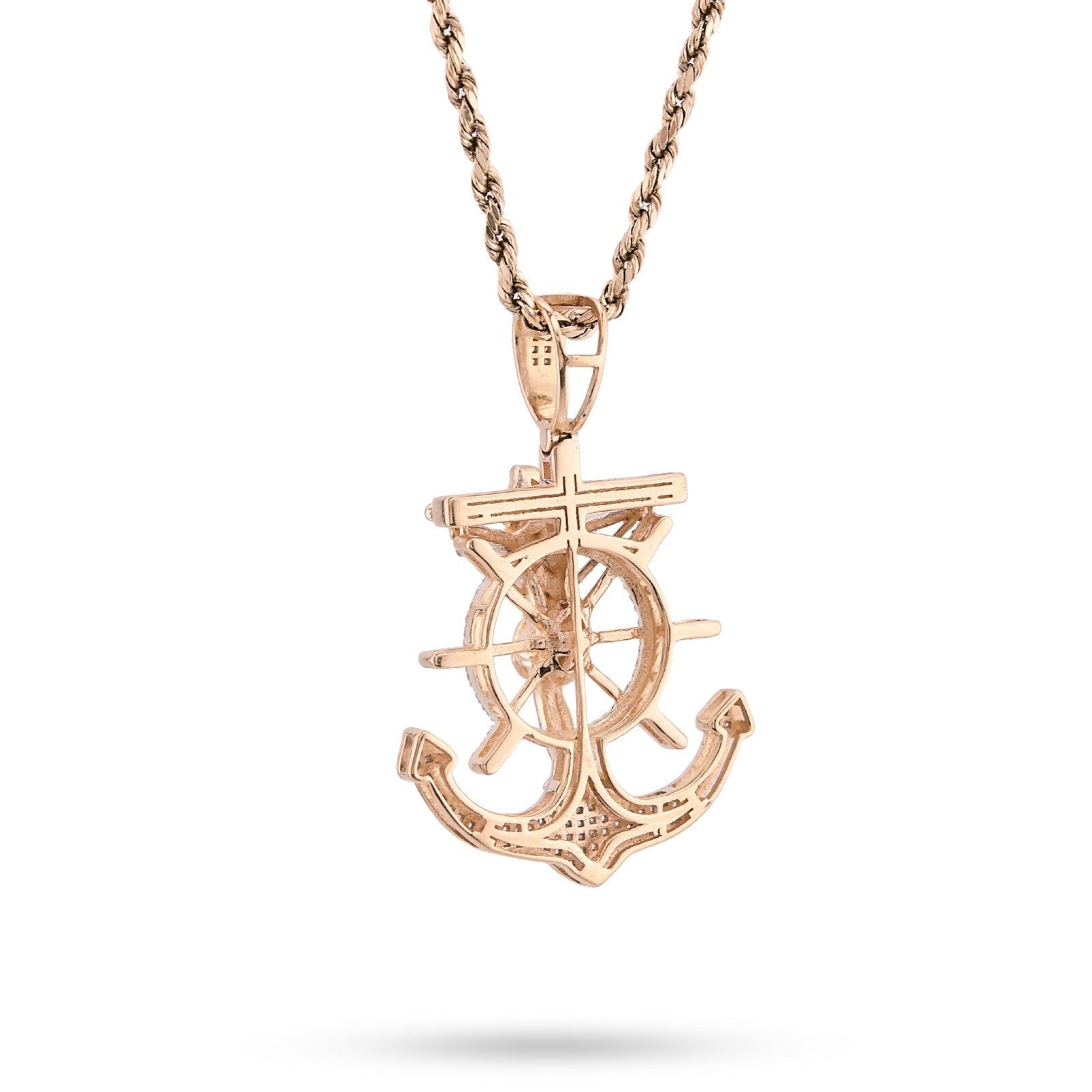 10k Yellow Gold 7.2gm 0.75CTW Pure Diamond Mariner Cross Crucifix Anchor Pendant - Elite Jewelers - Charms & Pendants