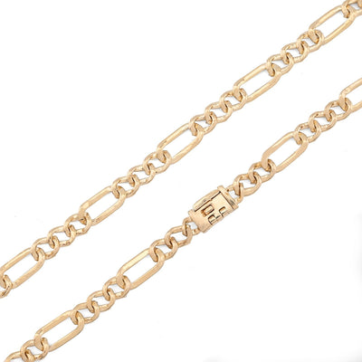 10k Yellow Gold 7.50CTW Pure Diamond 5.5MM ICED Figaro Chain 20In 19.6g Necklace - Elite Jewelers - Necklaces & Chains
