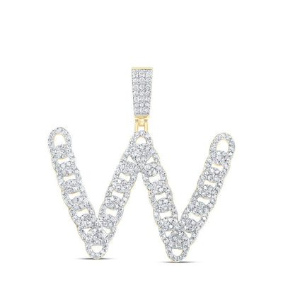 10k Yellow Gold 7.69g 1.35CTW Natural Diamond Cuban Initial "W" Pendant Charm - Elite Jewelers - Charms & Pendants