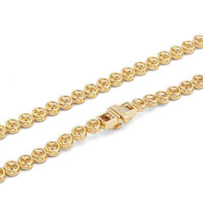 10K Yellow Gold 7CT Natural Diamond Flower Cluster Round 4MM 22" Men Women Necklace - Elite Jewelers-Necklaces