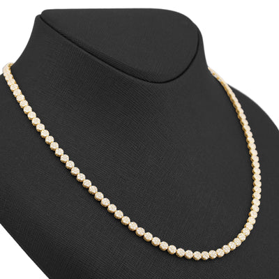 10K Yellow Gold 7CT Natural Diamond Flower Cluster Round 4MM 22" Men Women Necklace - Elite Jewelers-Necklaces