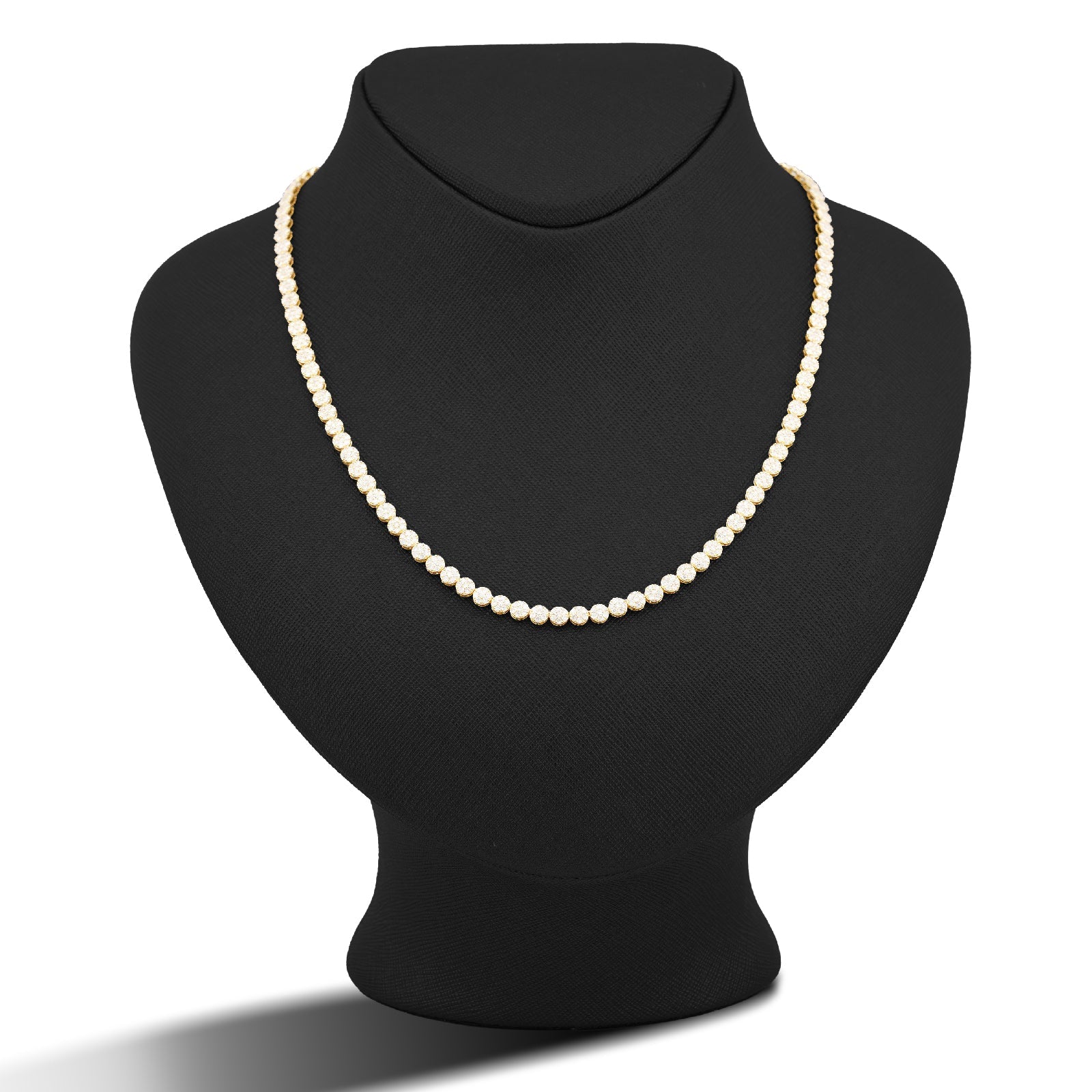 10K Yellow Gold 7CT Natural Diamond Flower Cluster Round 4MM 22" Men Women Necklace - Elite Jewelers-Necklaces