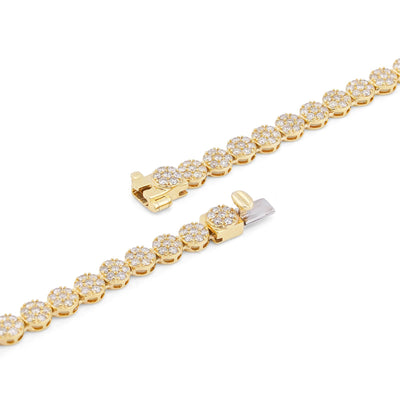10K Yellow Gold 7CT Natural Diamond Flower Cluster Round 4MM 22" Men Women Necklace - Elite Jewelers-Necklaces