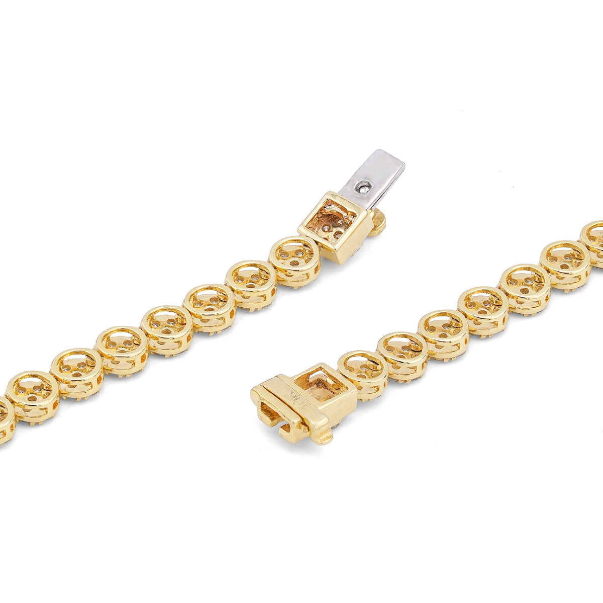 10K Yellow Gold 7CT Natural Diamond Flower Cluster Round 4MM 22" Men Women Necklace - Elite Jewelers-Necklaces