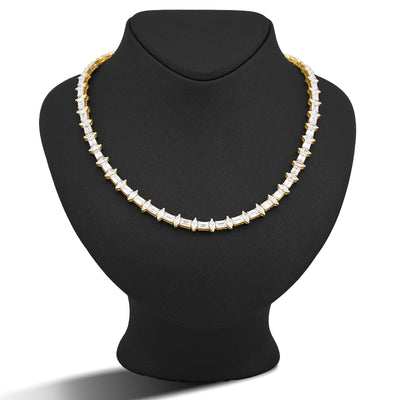 10K Yellow Gold 80CT 75 Pointer Emerald/Marquise Solitaire Lab Diamond 24" Men Women Tennis Chain - Elite Jewelers-Necklaces