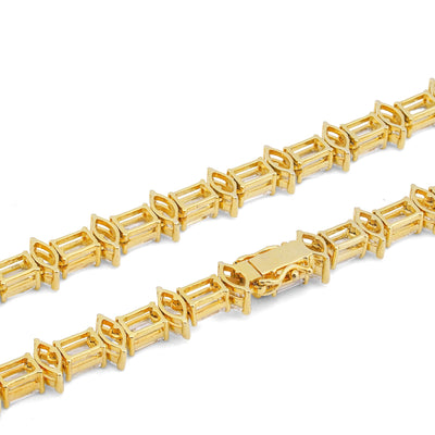 10K Yellow Gold 80CT 75 Pointer Emerald/Marquise Solitaire Lab Diamond 24" Men Women Tennis Chain - Elite Jewelers-Necklaces