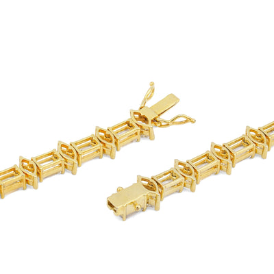 10K Yellow Gold 80CT 75 Pointer Emerald/Marquise Solitaire Lab Diamond 24" Men Women Tennis Chain - Elite Jewelers-Necklaces