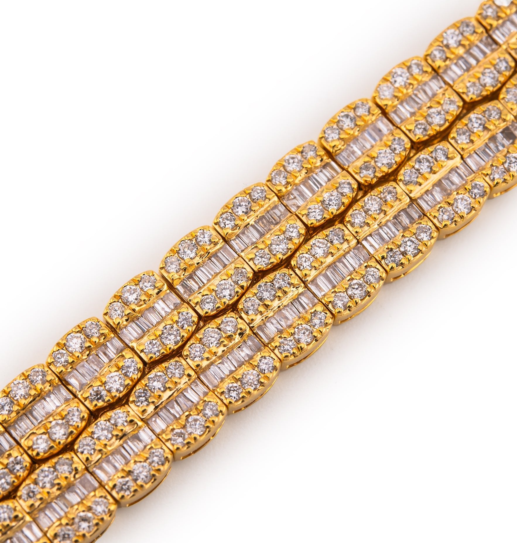 10K Yellow Gold 8.35 CTW Natural Diamond VS Baguette Tennis Chain 20'' Necklace - Elite Jewelers - Necklaces & Chains