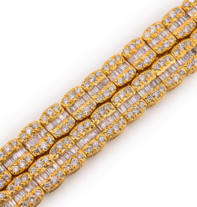 10K Yellow Gold 8.35 CTW Natural Diamond VS Baguette Tennis Chain 20'' Necklace - Elite Jewelers - Necklaces & Chains