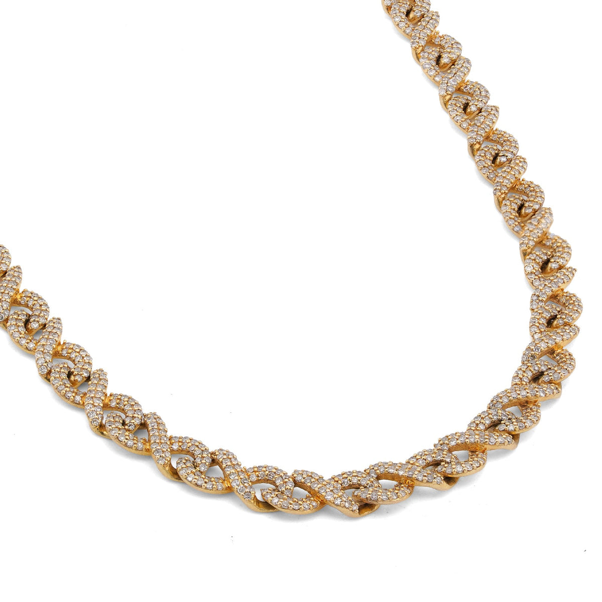10K Yellow Gold 8CT Natural Diamond Infinity Link 6MM Men Chain 24" Necklace - Elite Jewelers-Necklaces