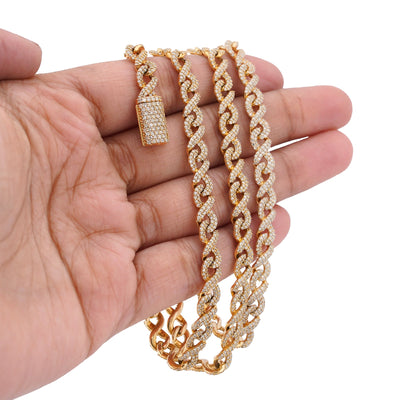 10K Yellow Gold 8CT Natural Diamond Infinity Link 6MM Men Chain 24" Necklace - Elite Jewelers-Necklaces