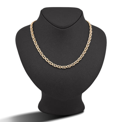 10K Yellow Gold 8CT Natural Diamond Infinity Link 6MM Men Chain 24" Necklace - Elite Jewelers-Necklaces