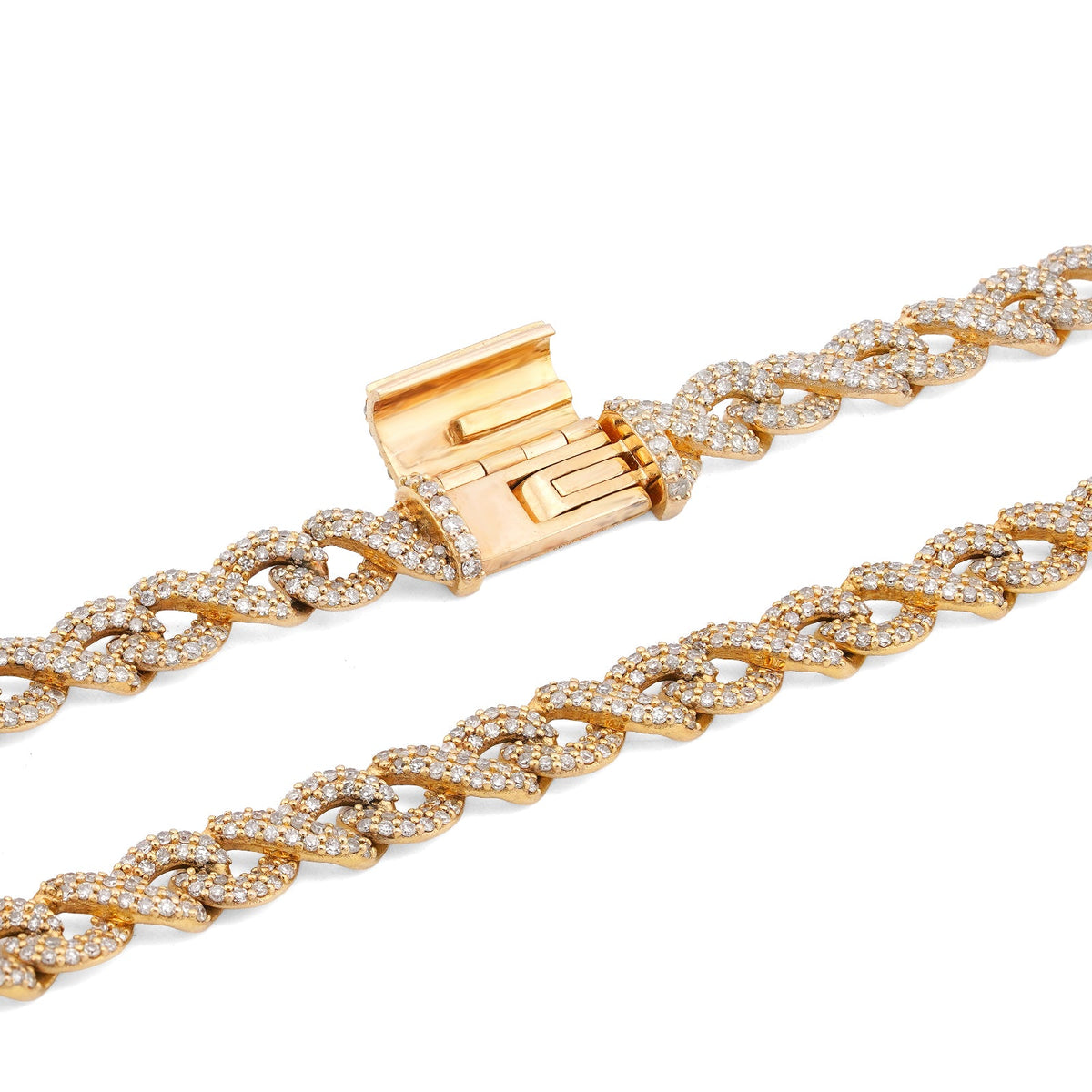 10K Yellow Gold 8CT Natural Diamond Infinity Link 6MM Men Chain 24" Necklace - Elite Jewelers-Necklaces