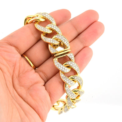 10k Yellow Gold 91.3gms 10CTW Natural Diamond 17MM Mens Cuban Bracelet 8.5 Inch - Elite Jewelers - Bracelets