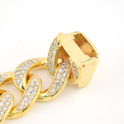 10k Yellow Gold 91.3gms 10CTW Natural Diamond 17MM Mens Cuban Bracelet 8.5 Inch - Elite Jewelers - Bracelets