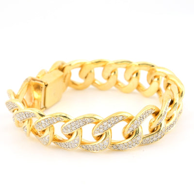 10k Yellow Gold 91.3gms 10CTW Natural Diamond 17MM Mens Cuban Bracelet 8.5 Inch - Elite Jewelers - Bracelets