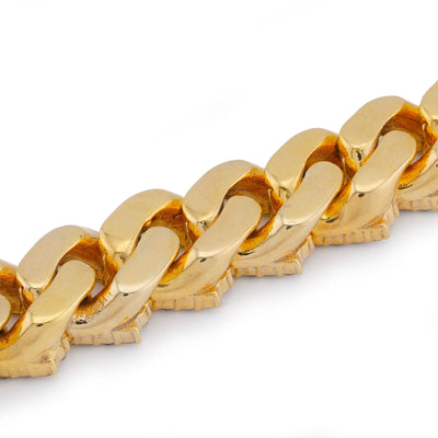 10K Yellow Gold 9.25CT Natural Diamond 12MM Snake Cuban Link 8" Men Bracelet - Elite Jewelers-Bracelets