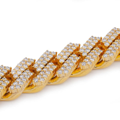 10K Yellow Gold 9.25CT Natural Diamond 12MM Snake Cuban Link 8" Men Bracelet - Elite Jewelers-Bracelets