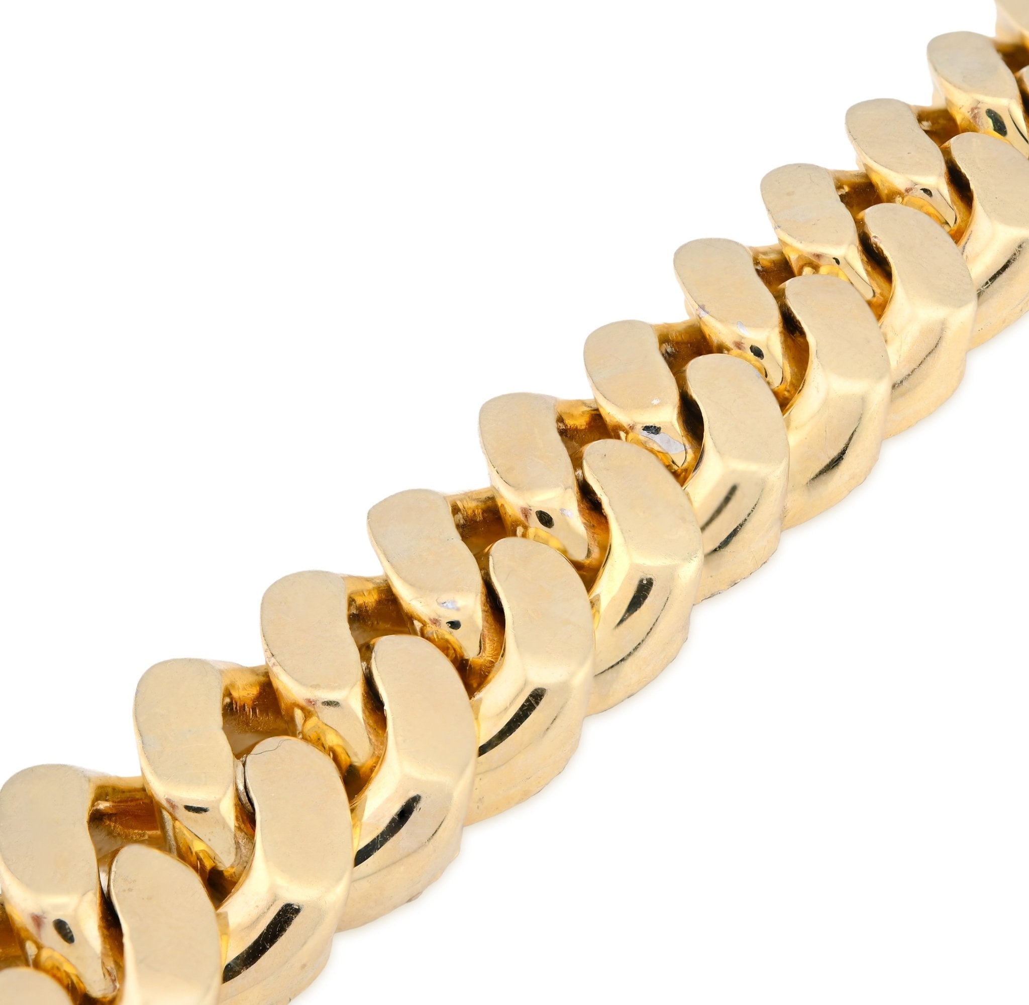 10K Yellow Gold 9.45CT Natural Diamond Round/Baguette 14.8MM Cuban Link 8" Men Bracelet 85.4g - Elite Jewelers - Bracelets