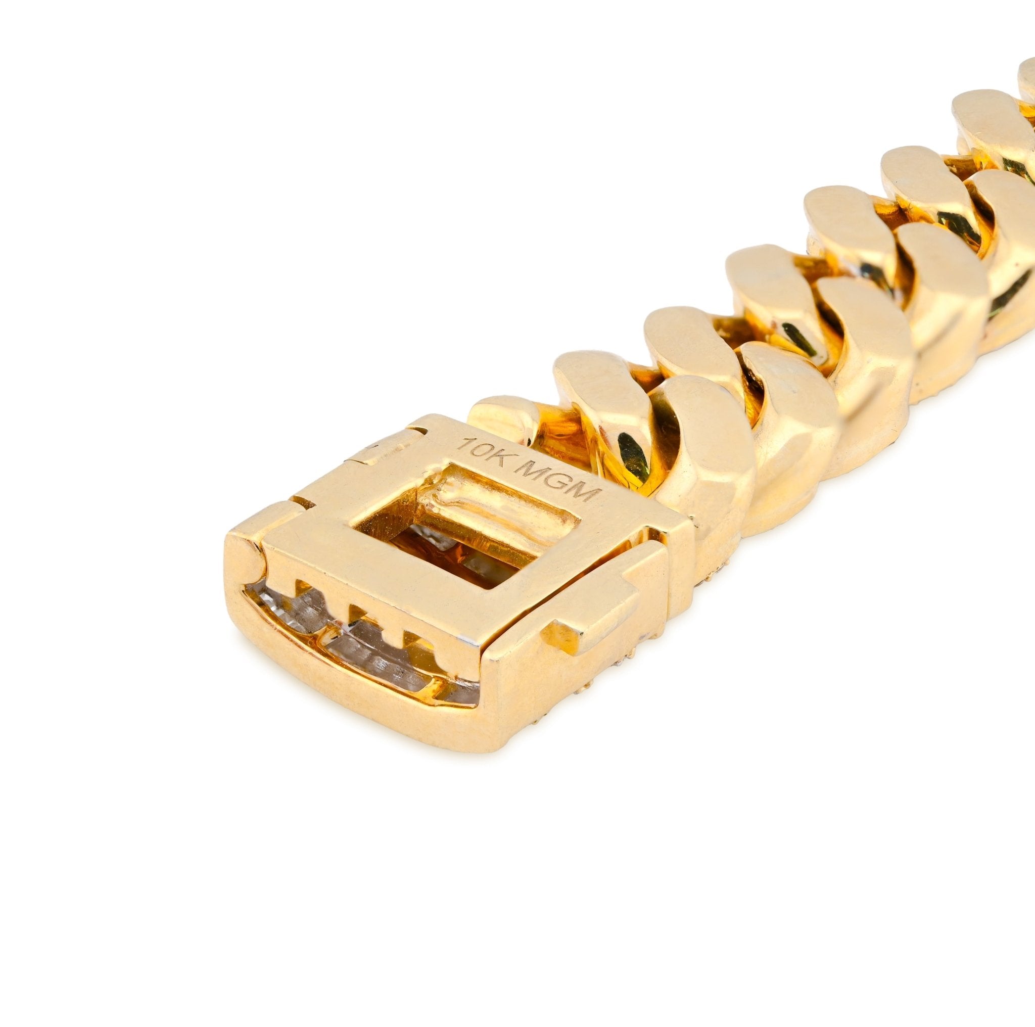 10K Yellow Gold 9.45CT Natural Diamond Round/Baguette 14.8MM Cuban Link 8" Men Bracelet 85.4g - Elite Jewelers - Bracelets