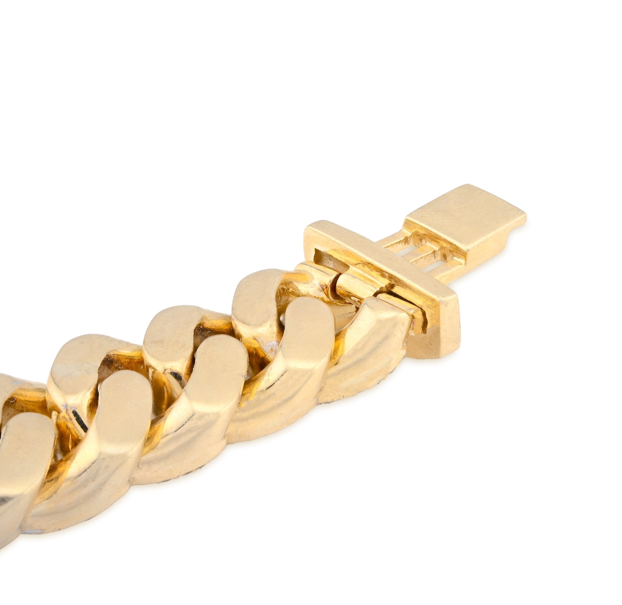 10K Yellow Gold 9.45CT Natural Diamond Round/Baguette 14.8MM Cuban Link 8" Men Bracelet 85.4g - Elite Jewelers - Bracelets