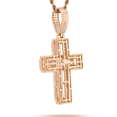 10k Yellow Gold 9.6g 2.8CTW Lab Grown Round/Baguette Diamond Cross Pendant Charm - Elite Jewelers - Charms & Pendants