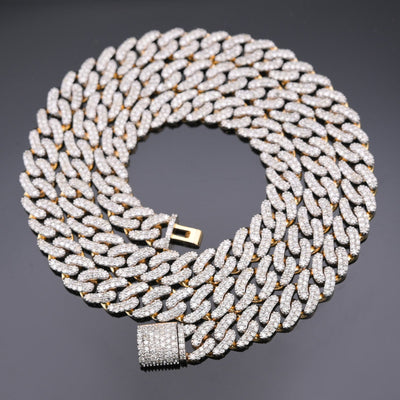 10k Yellow Gold 9.87 CTW Natural Diamond Cuban Link Chain 20" Necklace - Elite Jewelers - Necklaces & Chains