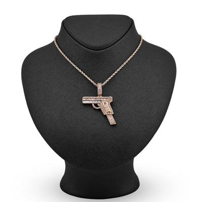 10k Yellow Gold 9.9gm 4CTW Natural Round/Baguette Diamond Gun Pendant Mens Charm - Elite Jewelers - Charms & Pendants