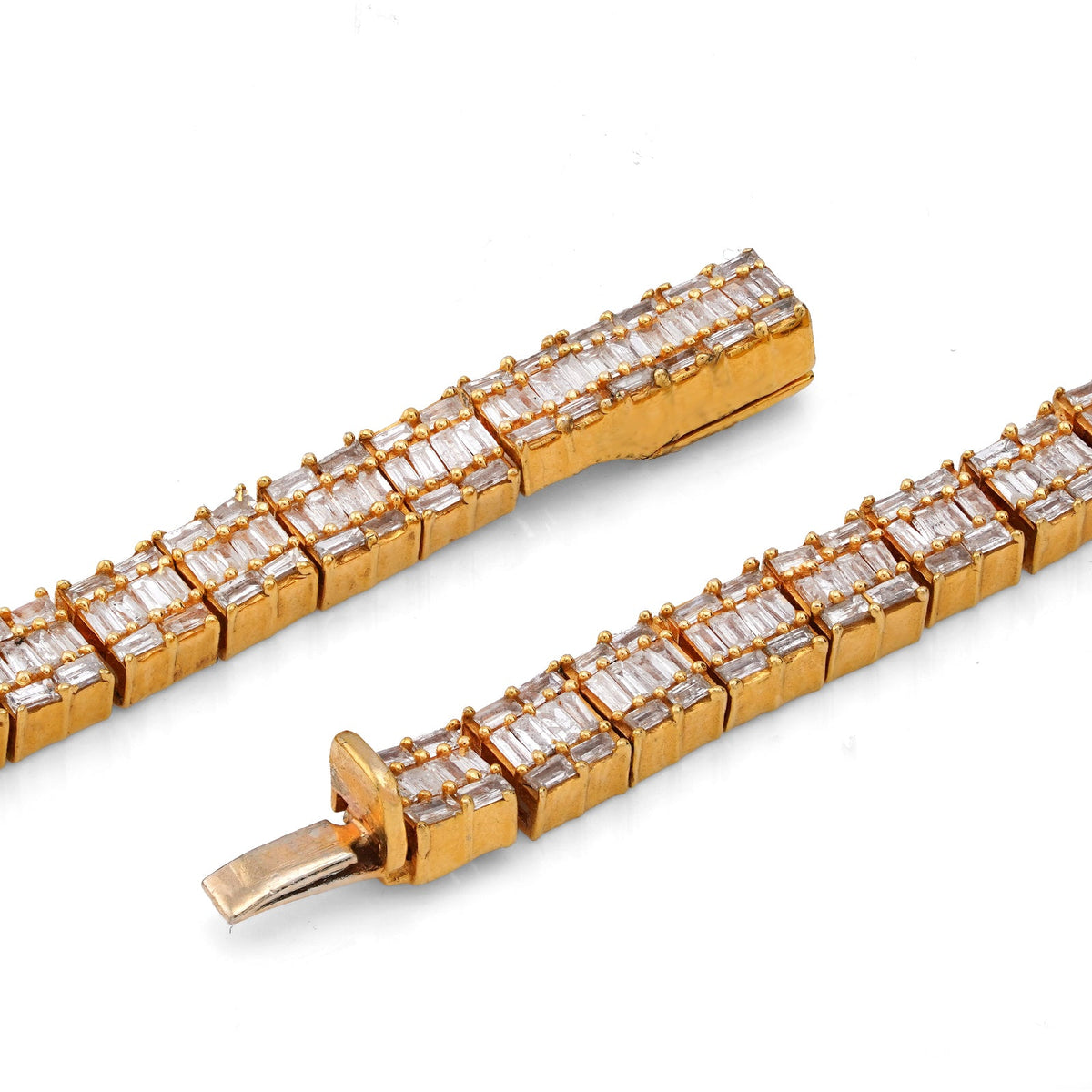 10K Yellow Gold All Baguette Natural Diamond 8CT Tennis Chain 21" Men Necklace - Elite Jewelers-Necklaces