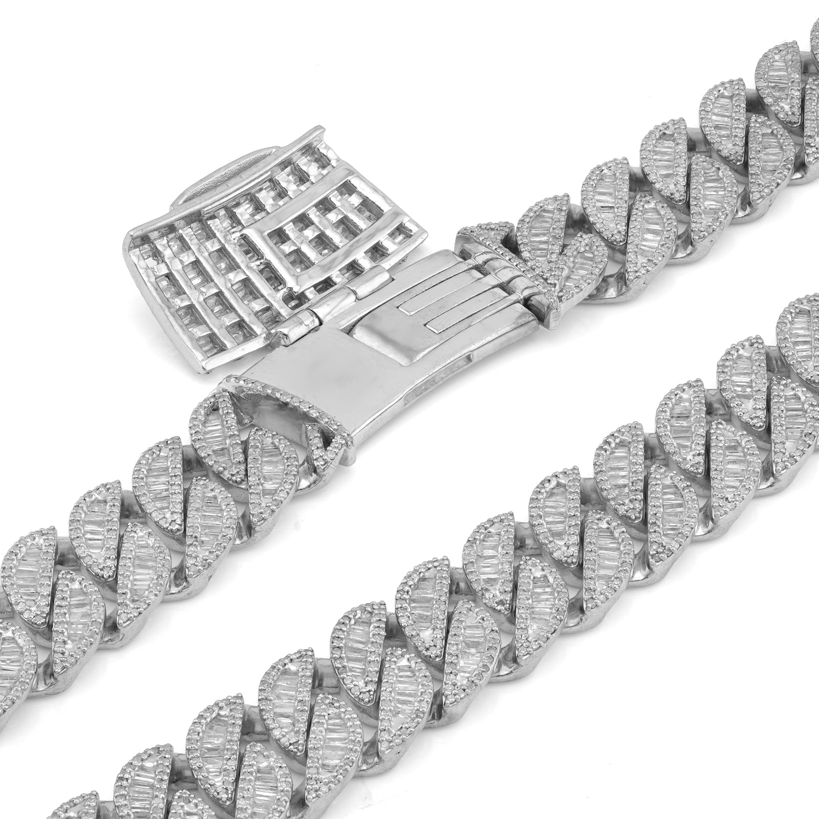 10K Yellow Gold All Baguette Natural Diamond 8CT Tennis Chain 21" Men Necklace - Elite Jewelers-Necklaces