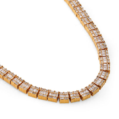 10K Yellow Gold All Baguette Natural Diamond 8CT Tennis Chain 21" Men Necklace - Elite Jewelers-Necklaces