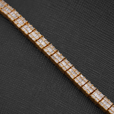 10K Yellow Gold All Baguette Natural Diamond 8CT Tennis Chain 21" Men Necklace - Elite Jewelers-Necklaces