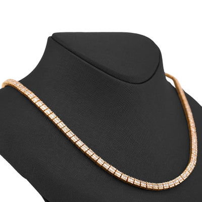 10K Yellow Gold All Baguette Natural Diamond 8CT Tennis Chain 21" Men Necklace - Elite Jewelers-Necklaces