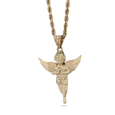 10k Yellow Gold Angel Pendant Religious 1.9g Charm For Mens - Elite Jewelers - Charms & Pendants