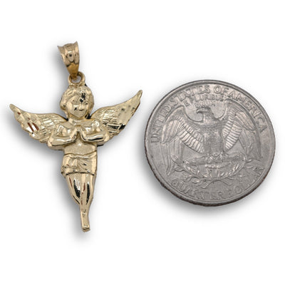 10k Yellow Gold Angel Pendant Religious 1.9g Charm For Mens - Elite Jewelers - Charms & Pendants