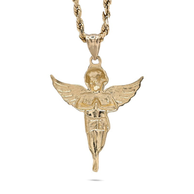 10k Yellow Gold Angel Pendant Religious 1.9g Charm For Mens - Elite Jewelers - Charms & Pendants