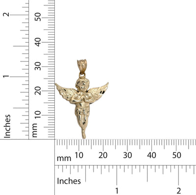 10k Yellow Gold Angel Pendant Religious 1.9g Charm For Mens - Elite Jewelers - Charms & Pendants