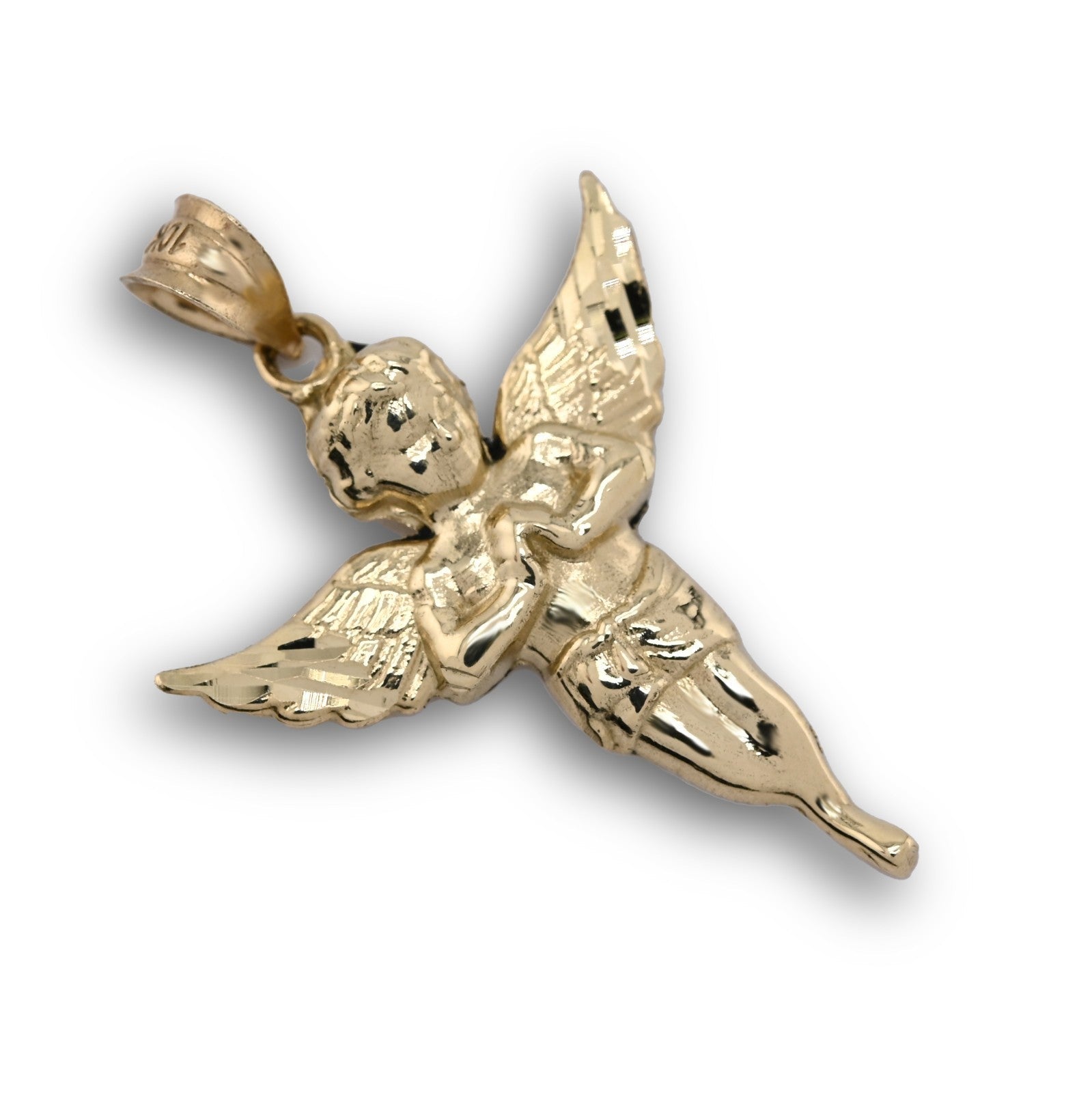 10k Yellow Gold Angel Pendant Religious 1.9g Charm For Mens - Elite Jewelers - Charms & Pendants