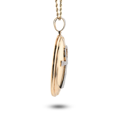 10K Yellow Gold Ankh Cross Oval Shape Rligious Pendant 0.65CT Natural Diamond Charm - Elite Jewelers - Charms & Pendants
