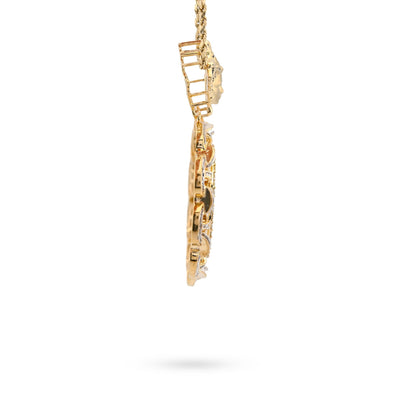 10K Yellow Gold Baguette Cuban Link Medusa 4.18CT Natural Diamond Memory Picture Pendant Men Women Charm - Elite Jewelers - Charms & Pendants