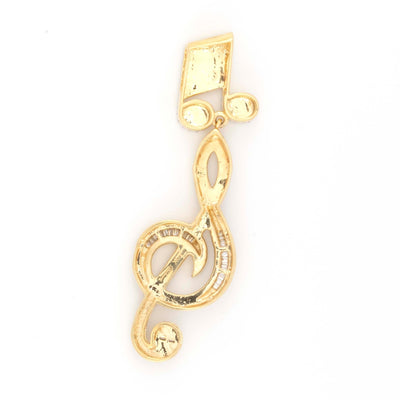 10K Yellow Gold Baguette Round 1.25CT Musical Note Diamond Pendant 2" - Elite Jewelers - Charms & Pendants