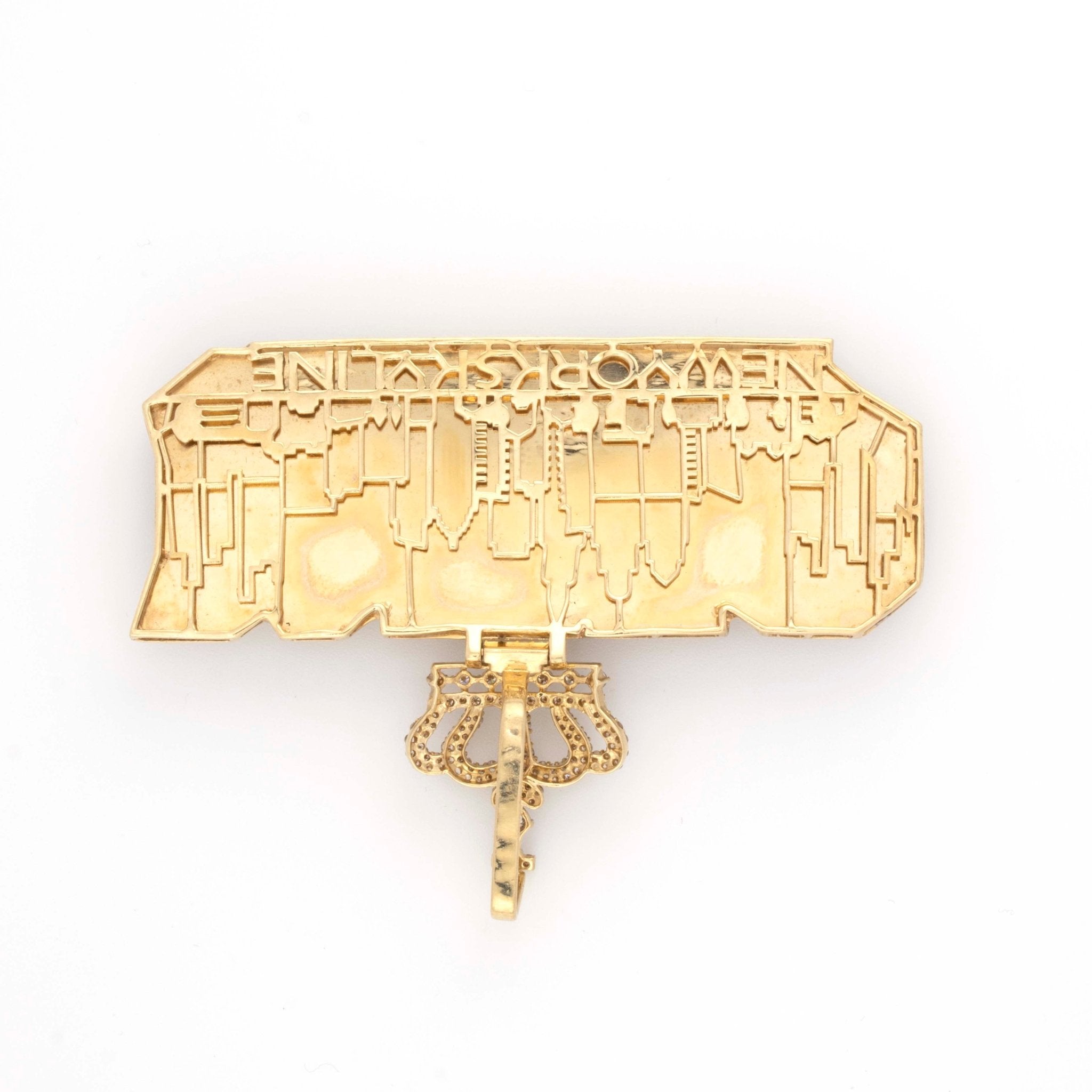 10K Yellow Gold Baguette / Round 8CT Natural Diamond King Pendant Crown Bail fits upto 18MM - Elite Jewelers - Charms & Pendants