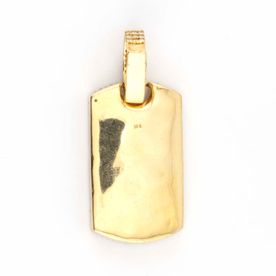 10K Yellow Gold Baguette Round Diamond Fully Iced out 3.15CT Diamond Dog Tag Pendant - Elite Jewelers - Charms & Pendants