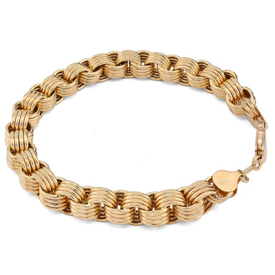 10K Yellow Gold Byzantine link 8.5MM Bracelet Men Women 15.1g - Elite Jewelers - Bracelets