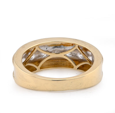 10K Yellow Gold Centre Solitaire 8 Natural Diamond Row 1.5CT Men Band - Elite Jewelers - Rings