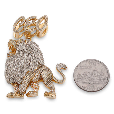 10K Yellow Gold CEO Lion Animal Charm 7.5CT Natural Diamond Men Women Charm - Elite Jewelers-Charms & Pendants