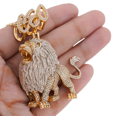 10K Yellow Gold CEO Lion Animal Charm 7.5CT Natural Diamond Men Women Charm - Elite Jewelers-Charms & Pendants
